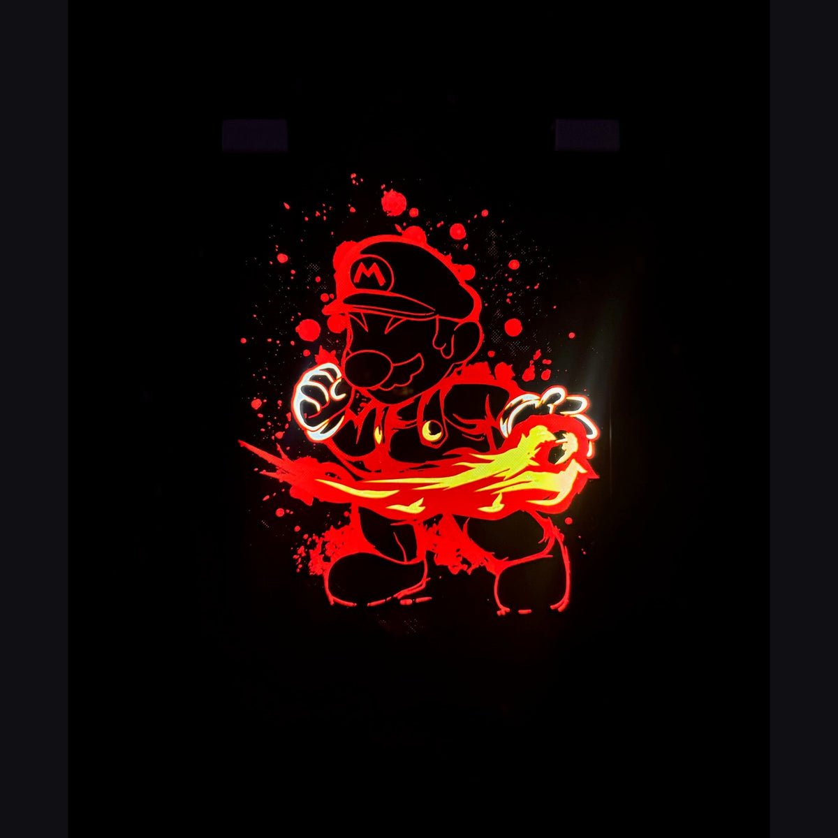 Fire Mario • Super Mario — Luminous Art LED Frame — actual product photograph, conventionally processed from the original.