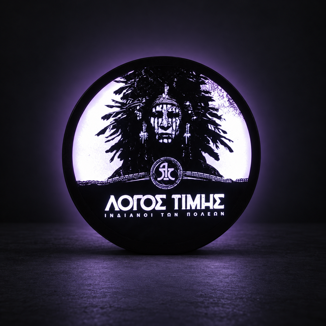 INDIANOI TON POLEON – LOGOS TIMIS — Relief LED Lightbox