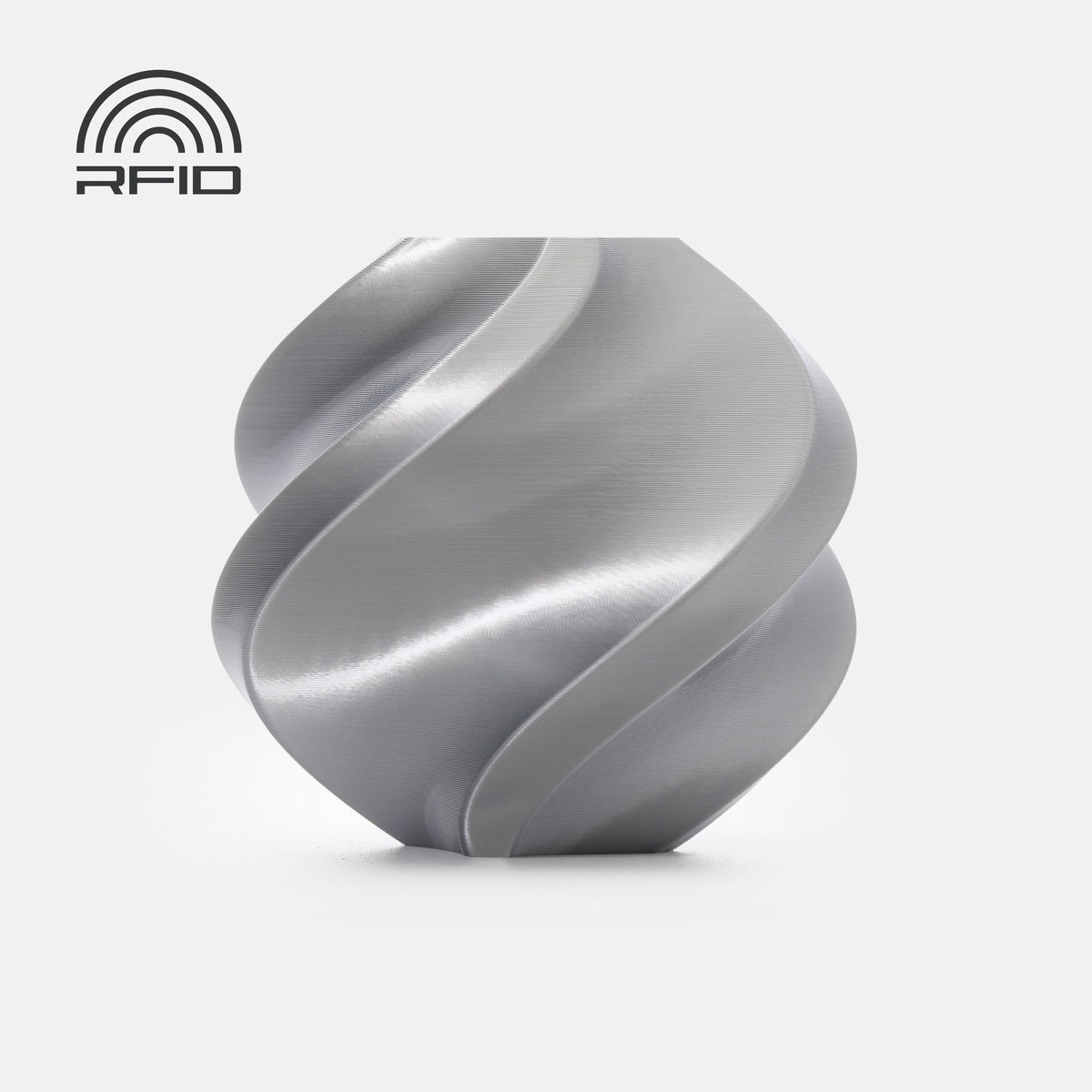 Bambu Lab PLA Silk+ — With Spool 1kg — Silver (13109) · official Bambu Lab colour sample