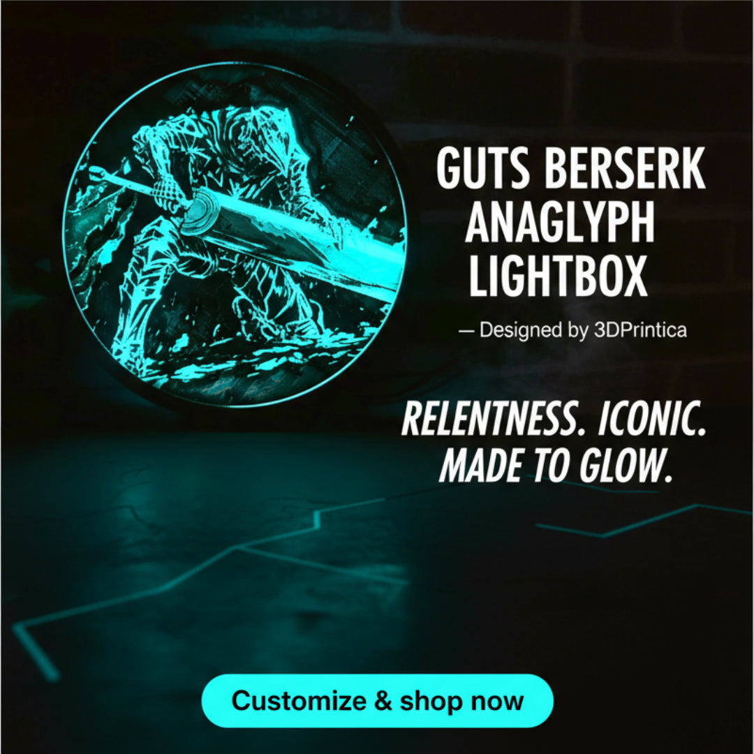 GUTS - BERSERK Anaglyph Lightbox | 3DPrintica