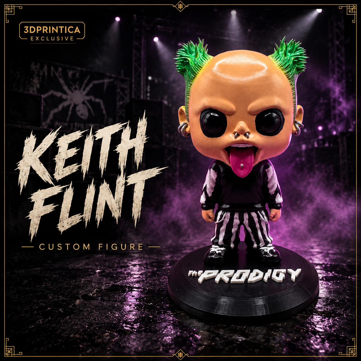 KEITH FLINT (THE PRODIGY) - 3DPrintica Exclusive Statue | Glow in the Dark Edition — custom handmade figure by 3DPrintica