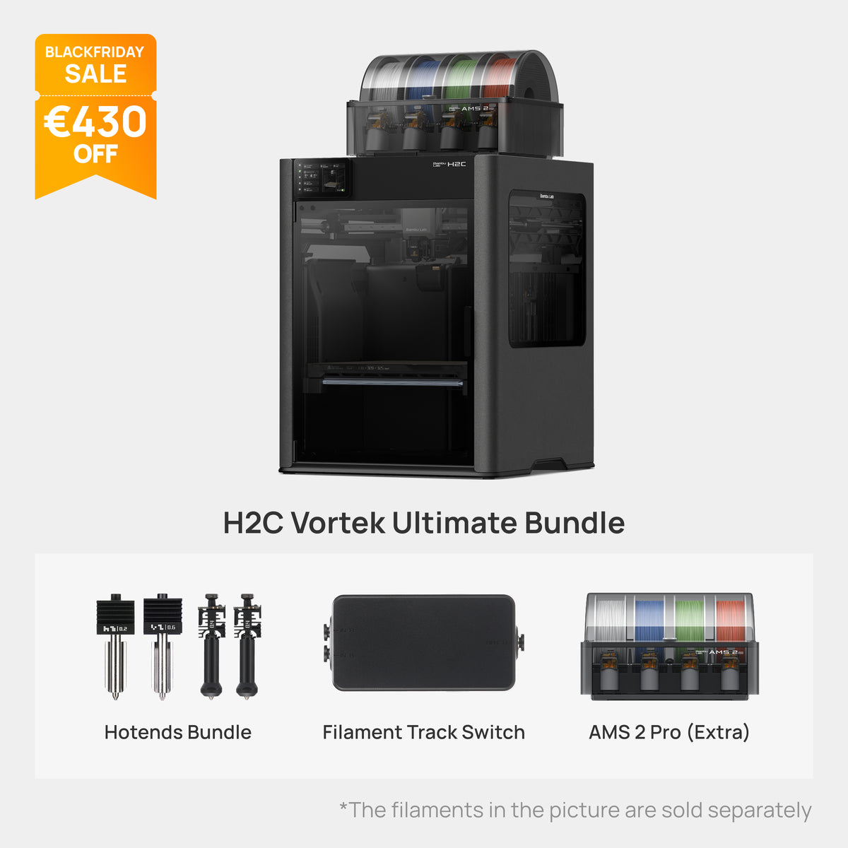 Bambu Lab H2C Vortek Ultimate Bundle — επίσημη φωτογραφία κατασκευαστή