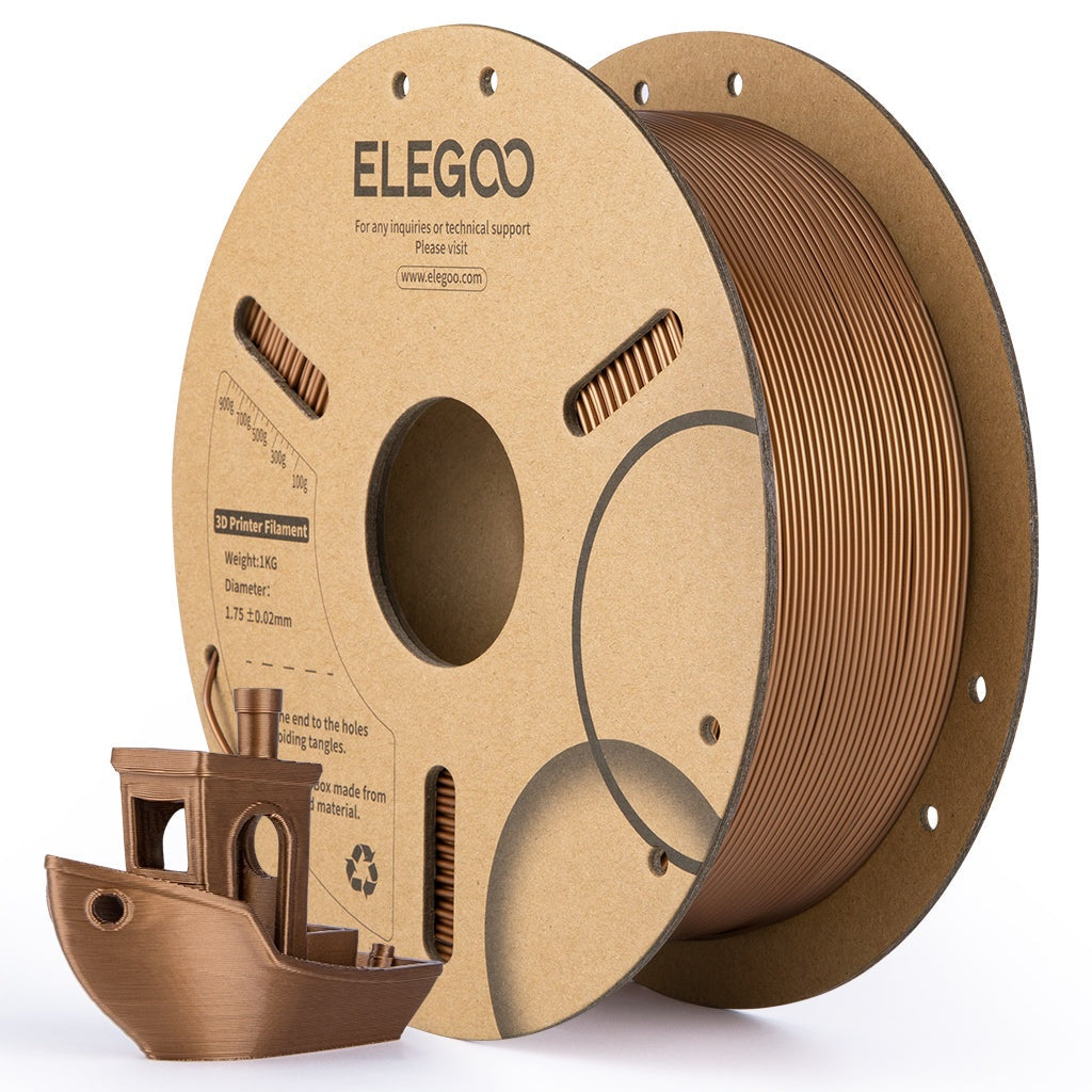 ELEGOO PLA Copper Filled Bronze 1kg — official photograph with print sample