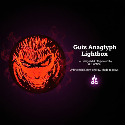 Guts • Berserk — Portrait — Relief LED Lightbox