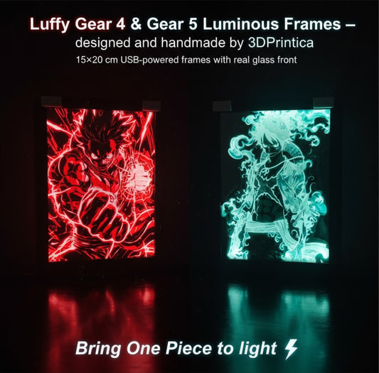 LUFFY GEAR 4 & GEAR 5 Φωτιζόμενη Κορνίζα  | 3DPrintica Exclusive