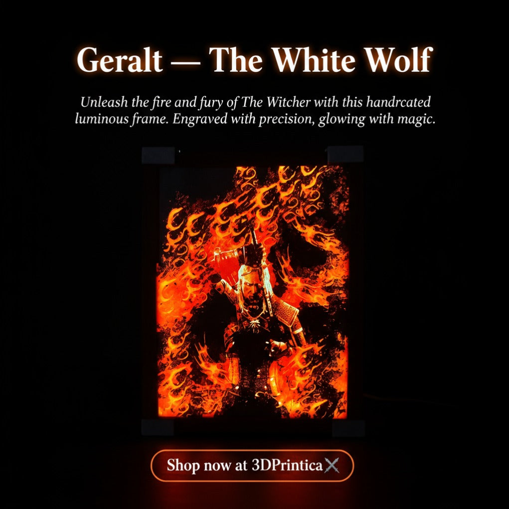 GERALT - WITCHER Φωτιζόμενη Κορνίζα | 3DPrintica Exclusive