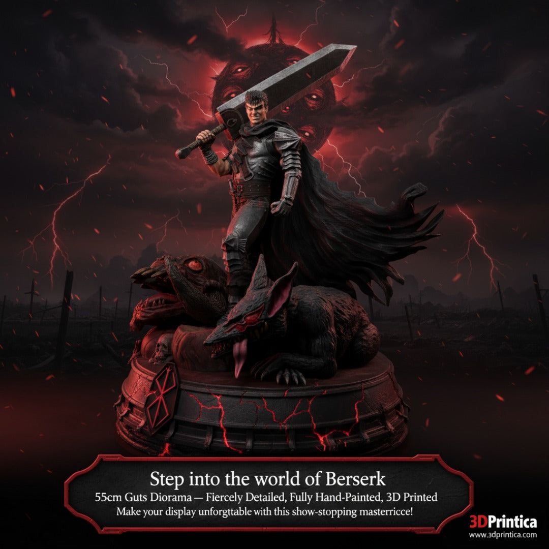 Guts – Berserk 55 cm Diorama | Hand-Painted Collector’s Statue | 3DPrintica Exclusive