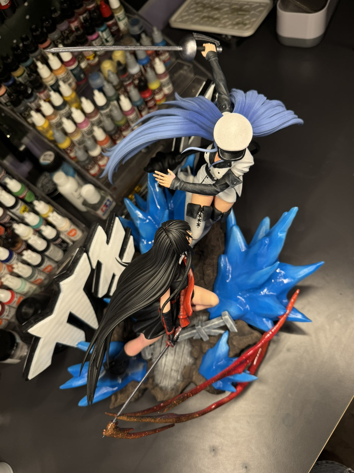 Akame vs Esdeath — actual hand-painted diorama, workshop detail 7