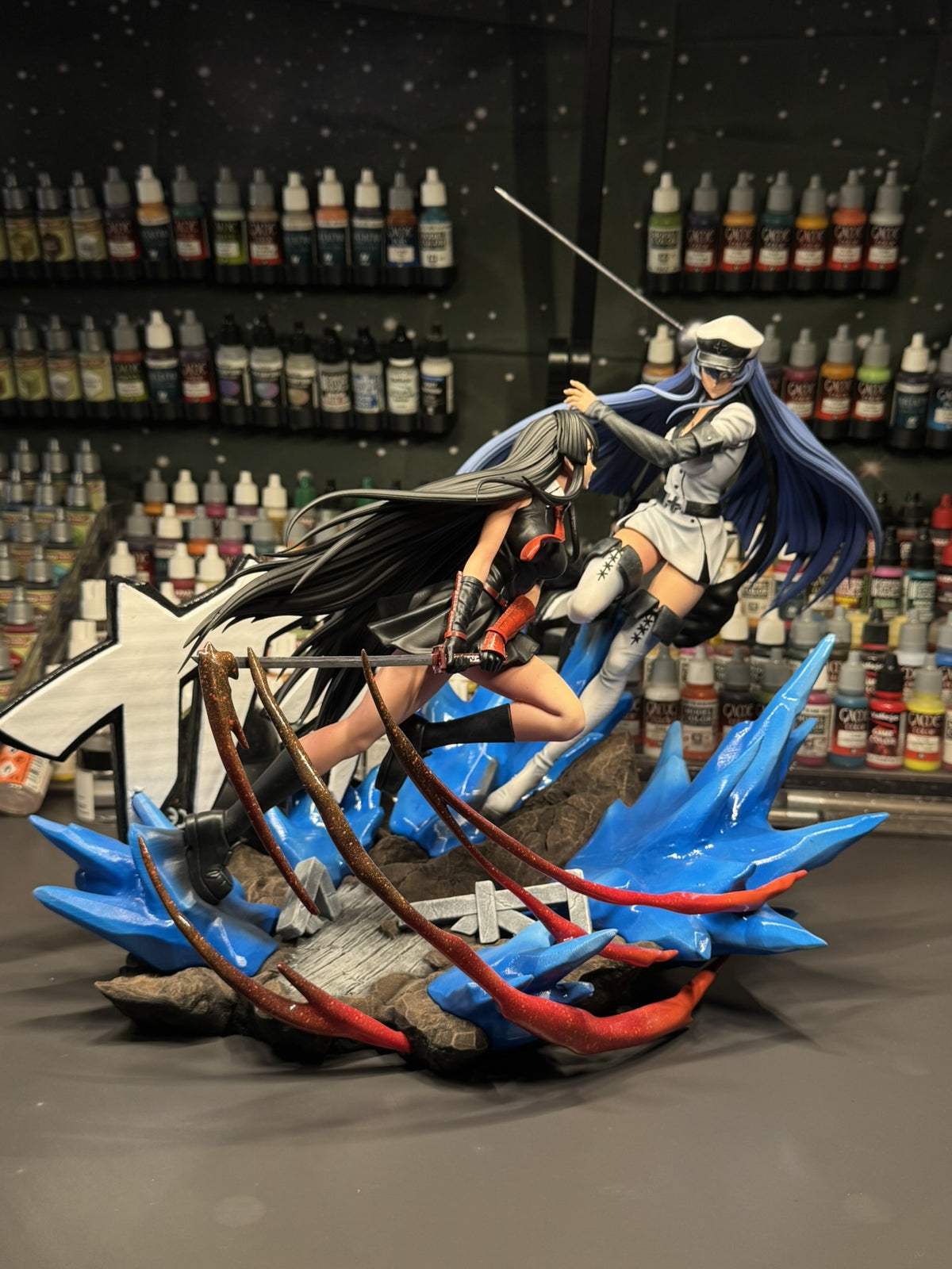 Akame vs Esdeath — actual hand-painted diorama, workshop detail 2