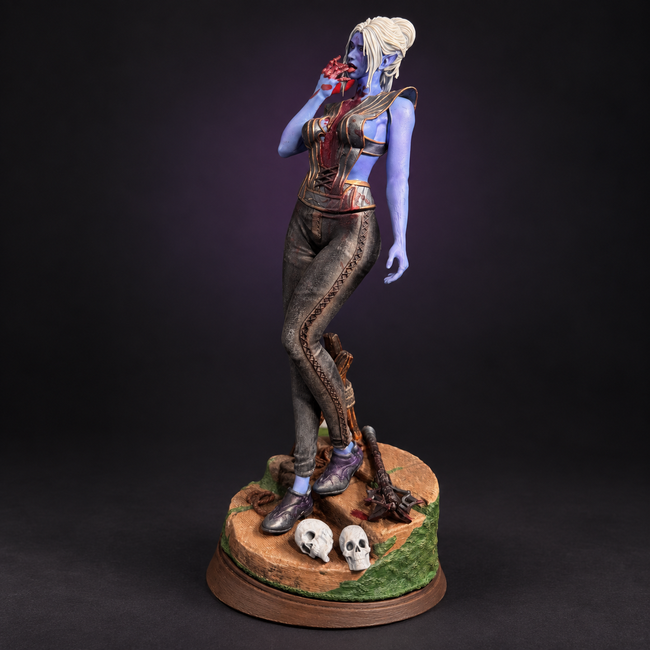 minthara hand-painted statue by 3DPrintica, dark studio product photograph